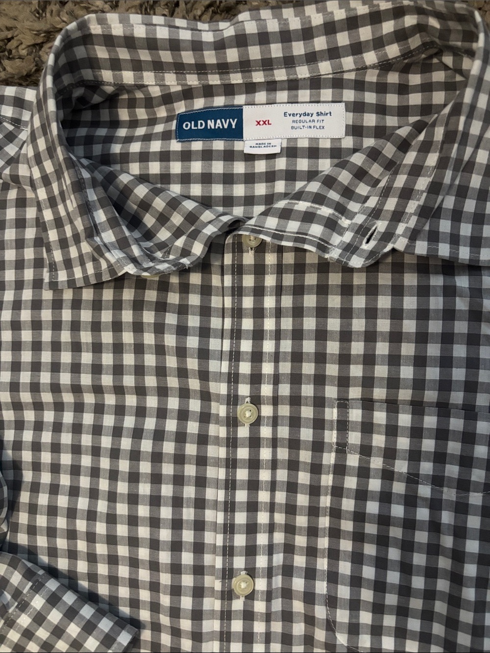 Old Navy Men’s Gray and White Gingham Every Day shirt Button-Down Shirt